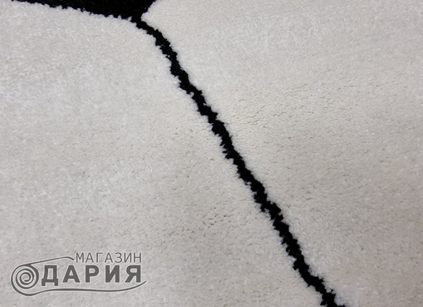Тъкан килим MAGNOLIA 141 white/black КРЪГ